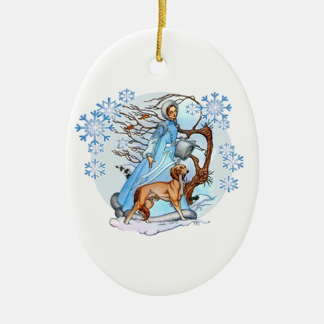 Winter Walk Ceramic Tree Decoration (Front)
