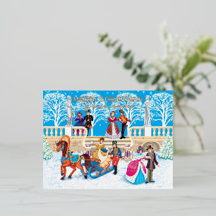 Winter walk  foil holiday postcard