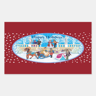 Winter walk rectangular sticker