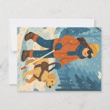Winter Walk with Guide Dog – Postcard