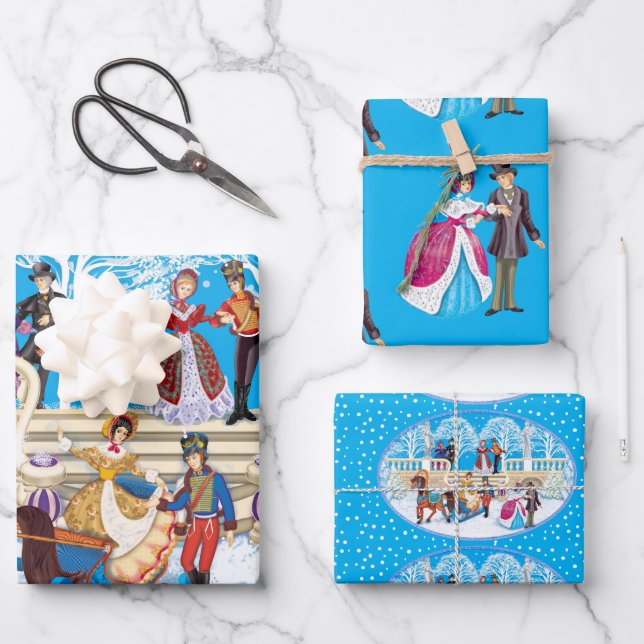 Winter walk wrapping paper sheet (Front)