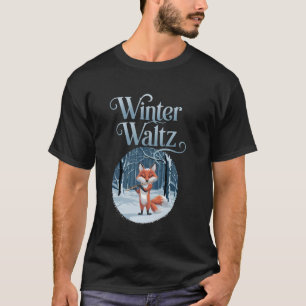 Winter Waltz Fox Music Flute Snow Scene Aesthetic T-Shirt