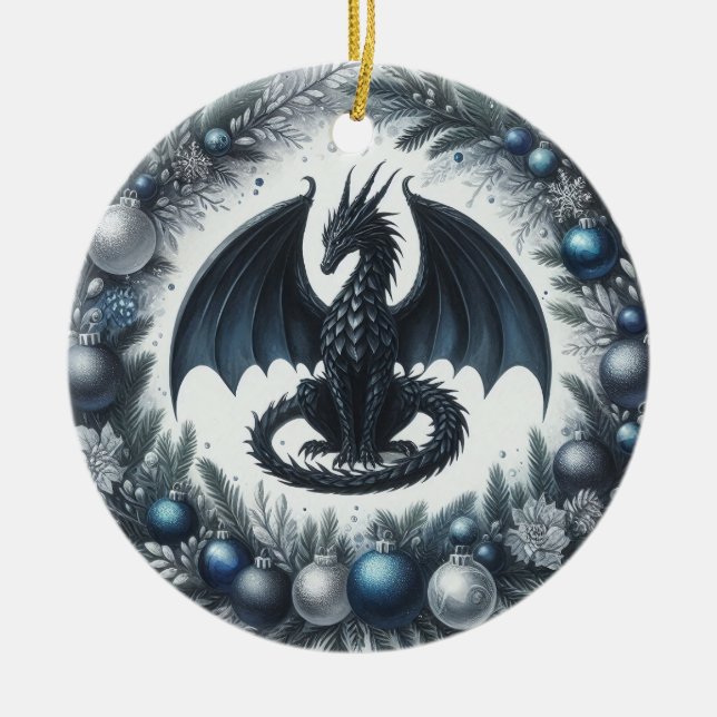 Winter Warden of the Wreath Ceramic Tree Decoration (Front)