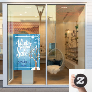 Winter Warmer Sale 50% Off Snowflake Snow Business Window Cling