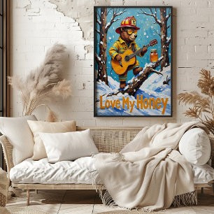 Winter Warmth: Bear's Honey Harmony Poster