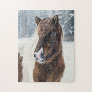 Winter Warmth Icelandic Horse Watercolor Puzzle