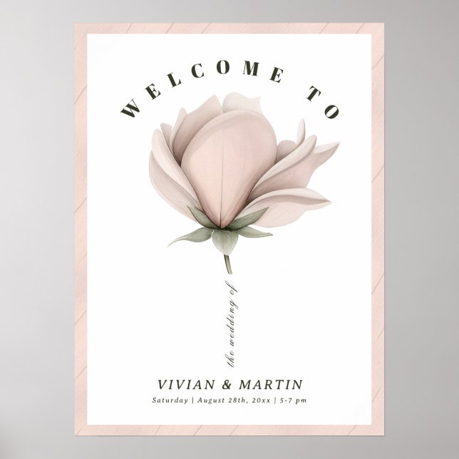 Winter warmth Single Big Floral Wedding Welcome Poster (Front)