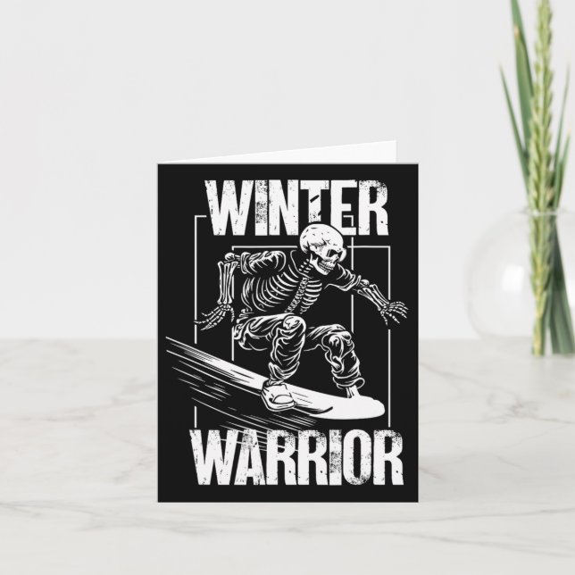 Winter Warrior Snowboarding Skeleton Snowboarder  Card (Front)