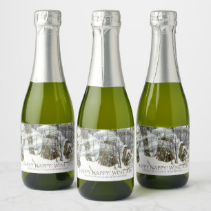 Winter Watercol painting Sparkling Wine Label