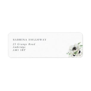 Winter Watercolor Anemones  Return Address