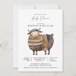Winter Watercolor Baby Shower Invitation