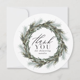 Winter watercolor botanical baby shower thank you