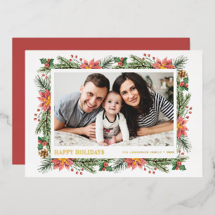 Winter Watercolor Botanicals Happy Holiday Photo