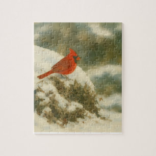 Winter Watercolor Cardinal Jigsaw Puzzle