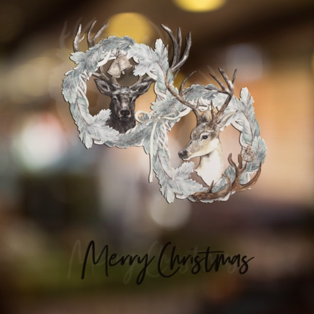 Winter Watercolor Deer Wreath Christmas  Window Cling (Creator Uploaded)