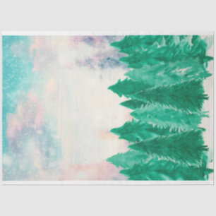 Winter Watercolor Evergreen Trees Decoupage Paper