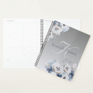 Winter Watercolor Floral Monogram Personalised Planner