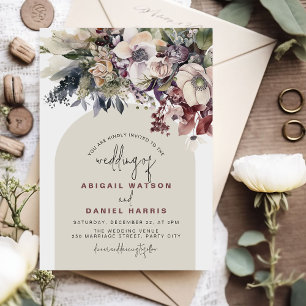 Winter Watercolor Floral wedding Invitation