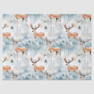 Winter Watercolor Forest Deer (3) Tissue Paper