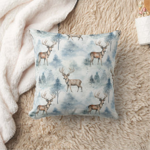 Winter Watercolor Forest Deer (5) Cushion