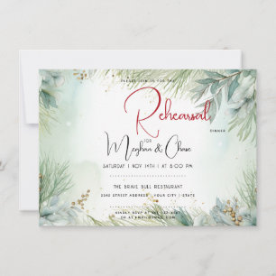 Winter Watercolor Greenery  Invitation