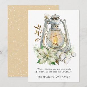 Winter Watercolor Lantern Snow Christmas Card