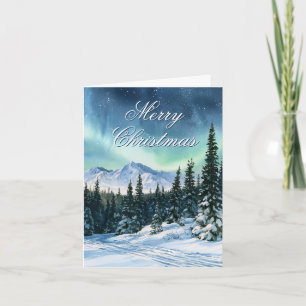 Winter Watercolor Merry Christmas Holiday Card