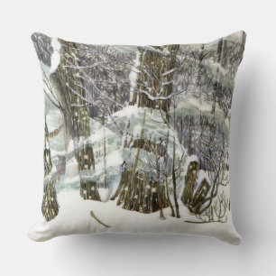 Winter Watercolor painting Cushion