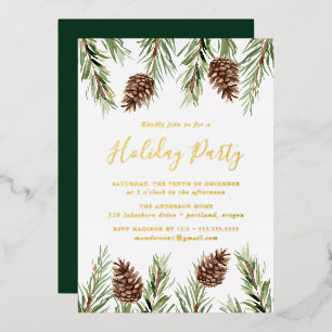 Winter Watercolor Pine Cone Holiday Party
