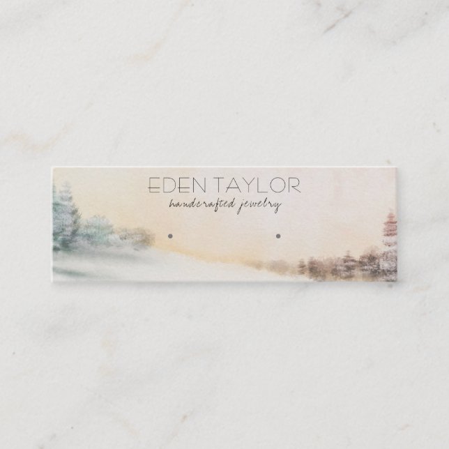 Winter Watercolor Scene Stud Earring Display Mini Business Card (Front)
