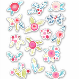 Winter Watercolor Sprigs and Foliage Sticker