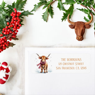 Winter Watercolor Texas Longhorn Calf Snow Scarf