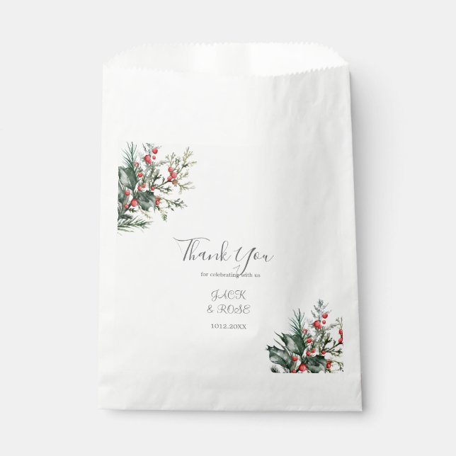 Winter Watercolor Wedding Favour Bags (Front)