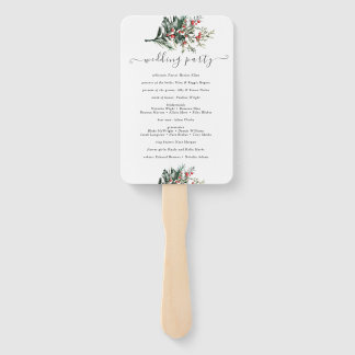 Winter Watercolor Wedding Hand Fan
