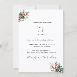Winter Watercolor Wedding Invitation