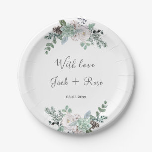 Winter Watercolor Wedding Paper Plate