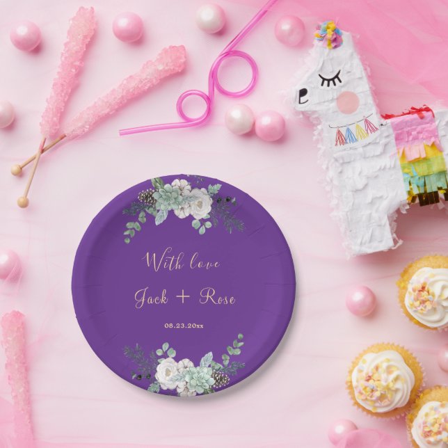 Winter Watercolor Wedding Paper Plate (Party)