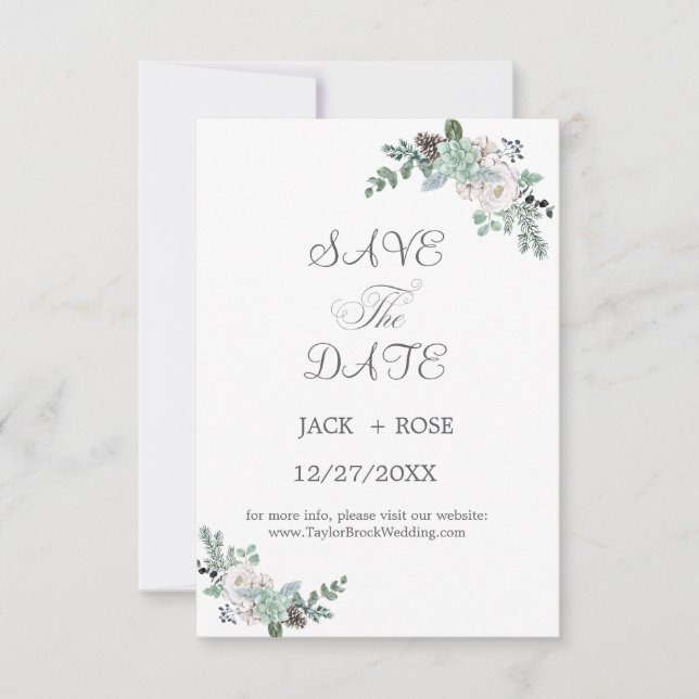Winter Watercolor Wedding RSVP Card (Front)