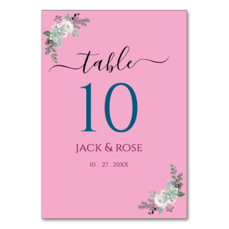 Winter Watercolor Wedding Table Number