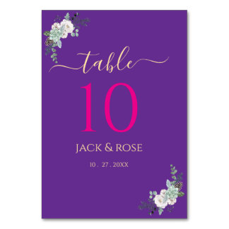 Winter Watercolor Wedding Table Number