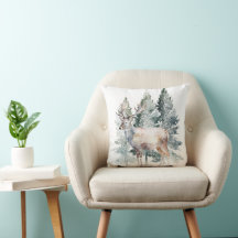 Winter  Watercolor Woodland Deer
