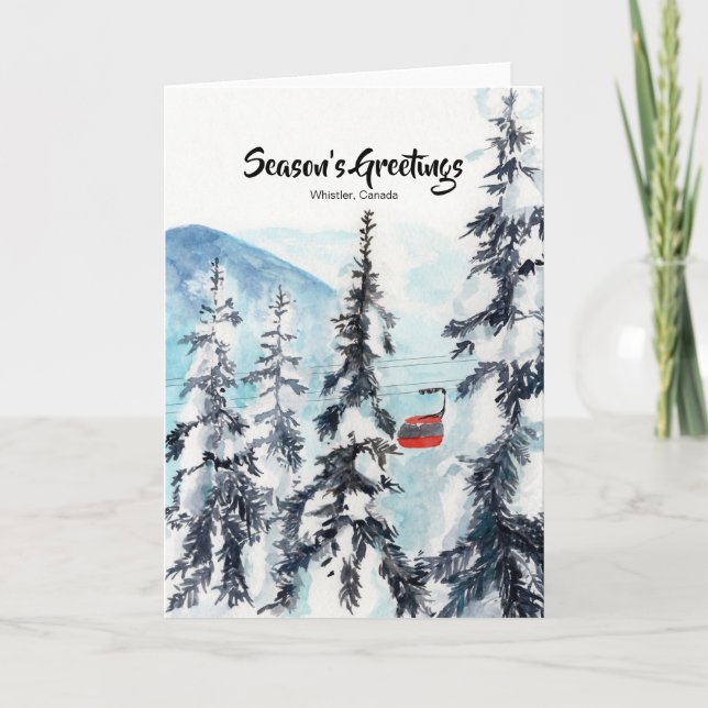 Winter Watercolour Greeting card with Mountains (Front)