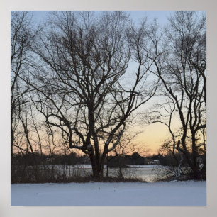 Winter Waterscape Sunset Poster