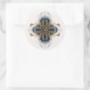 Winter Waves With Golden Wings Wedding Classic Round Sticker