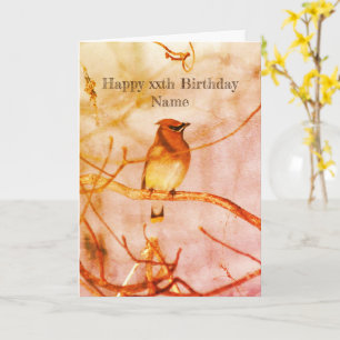 Winter Waxwing Bird Nature Personalised Birthday Card