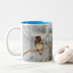 Winter Waxwing Wildlife Nature Personalised Two-Tone Coffee Mug