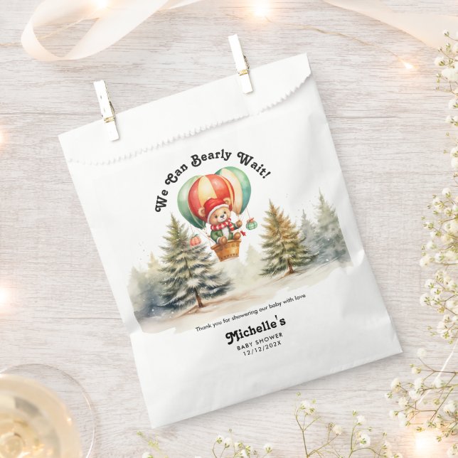 Winter We Can Bearly Wait Christmas Baby Shower Favour Bags (Clipped)