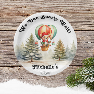 Winter We Can Bearly Wait Christmas Baby Shower Paper Plate