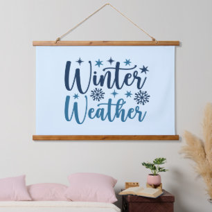 Winter Weather - Snowy Holiday Typography Hanging Tapestry