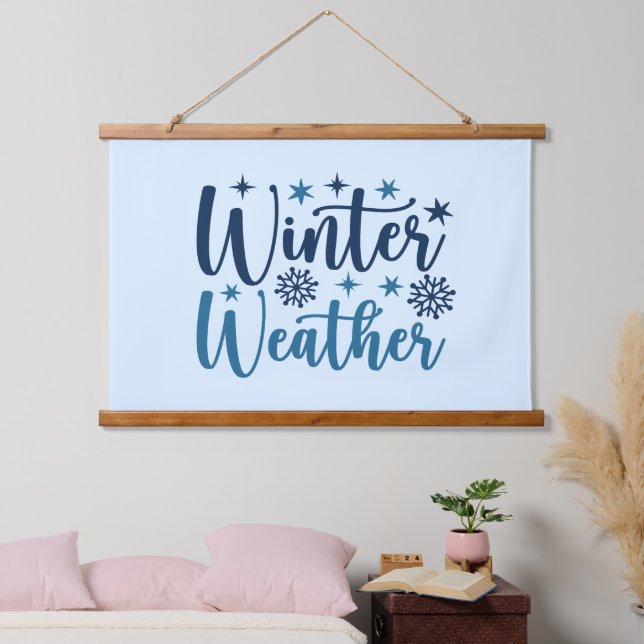 Winter Weather - Snowy Holiday Typography Hanging Tapestry (Bedroom)